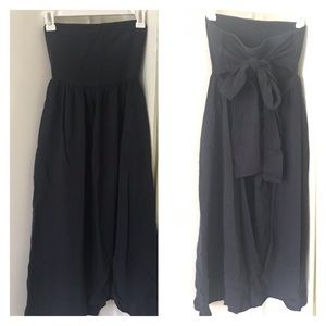 Navy strapless dress with tie back- Small